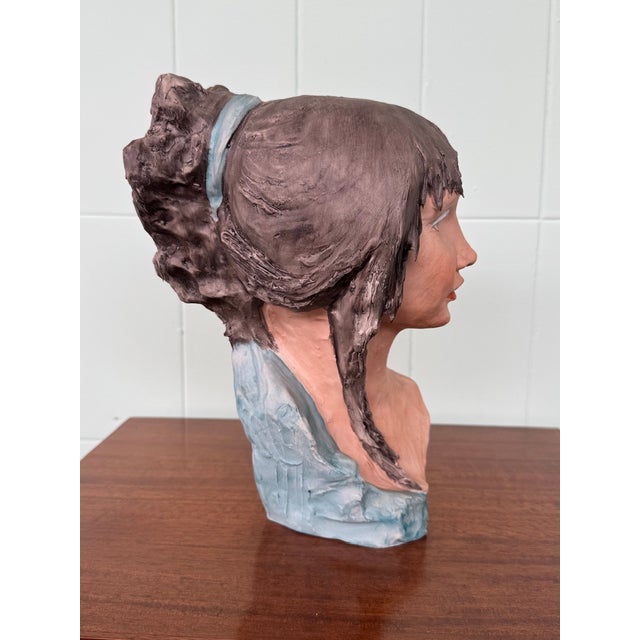 Italian Handcrafted and Signed Female Bust in Ceramic For Sale - Image 4 of 13