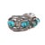 Late 20th Century 6.25" Vintage Navajo hand stamped heavy sterling/turquoise row cuff bracelet For Sale - Image 5 of 10