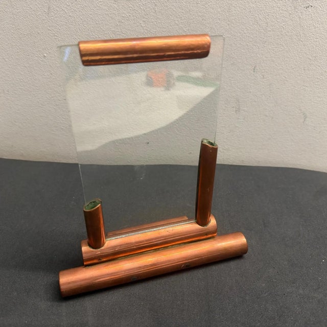 Authentic 1930s Art Deco Copper and Glass French Picture Frame For Sale - Image 6 of 14