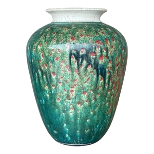 Vintage Boho Drip Glaze Studio Pottery Vase