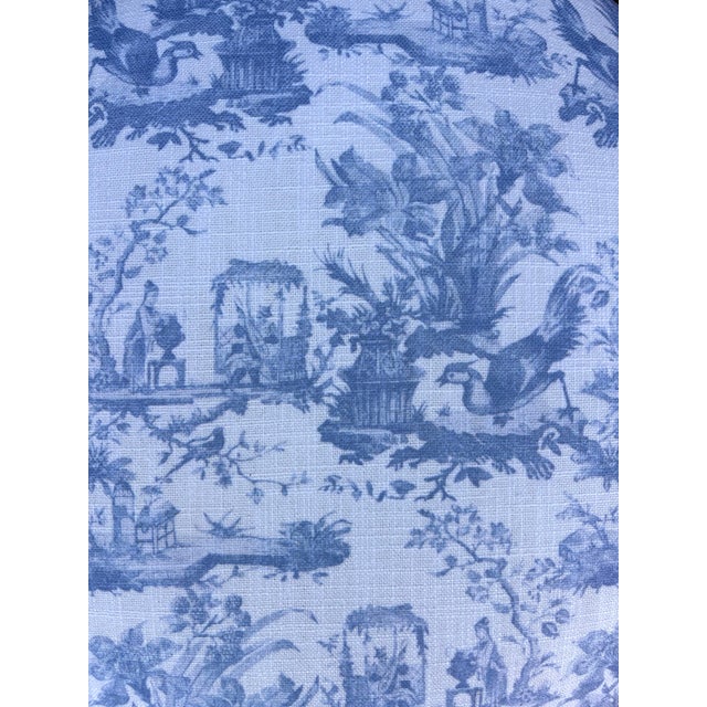 Textile English Country Chinois Blue & White Toile Skirted Storage Ottomans, a Pair For Sale - Image 7 of 10