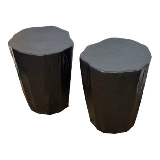 Global Views Black Trunk Stools, Pair For Sale