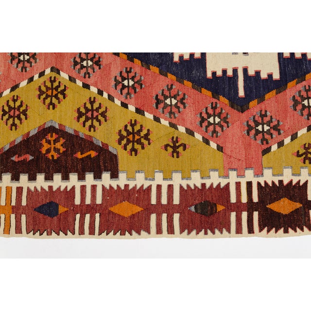 Mid 20th Century Bold Geometric Medallion Kilim Rug For Sale - Image 11 of 11