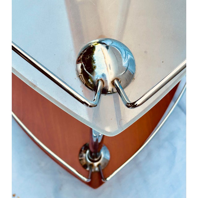 Mid-Century Modern MCM Tempered Glass Bar Cart For Sale - Image 3 of 6