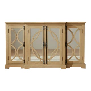 Rustic 4 Mirror Door Breakfront Credenza Buffet Server For Sale