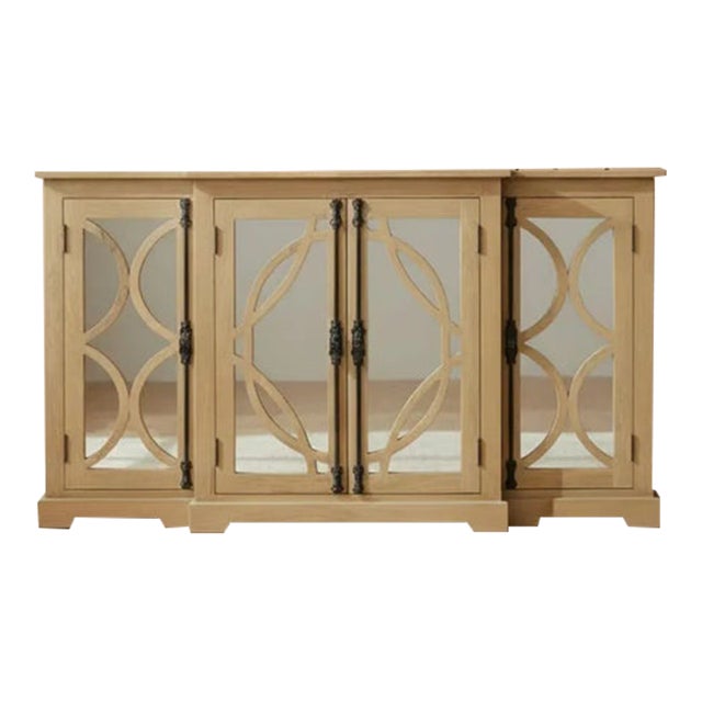 Rustic 4 Mirror Door Breakfront Credenza Buffet Server For Sale