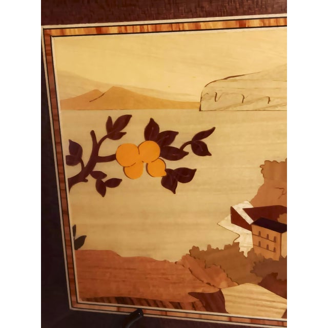 1970s Sorrento's Wood Inlay (Intarsio) Mid-Century Modern Landscape Picture For Sale - Image 4 of 17