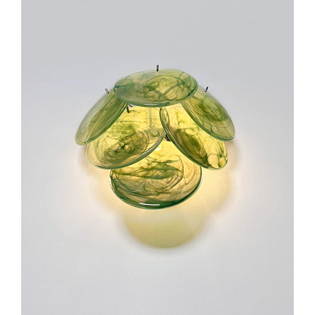 Glass Alabaster Green Glass Discs Wall Sconces, 1990s, Set of 2 For Sale - Image 7 of 18