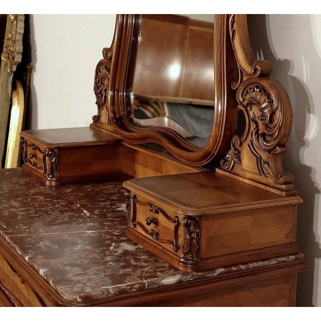 Rocaille Style Walnut Psyche Chest of Drawers from Maison Guinand-Le Glas, 1900s For Sale - Image 14 of 18