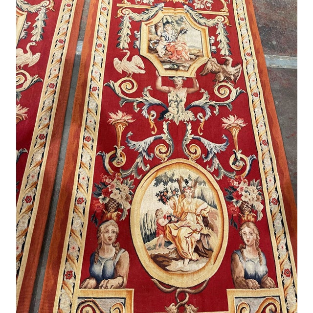 Mid-Century French Neo-Classical Hand Woven Wall Portieres Tapestries-Set of 3 For Sale - Image 10 of 13