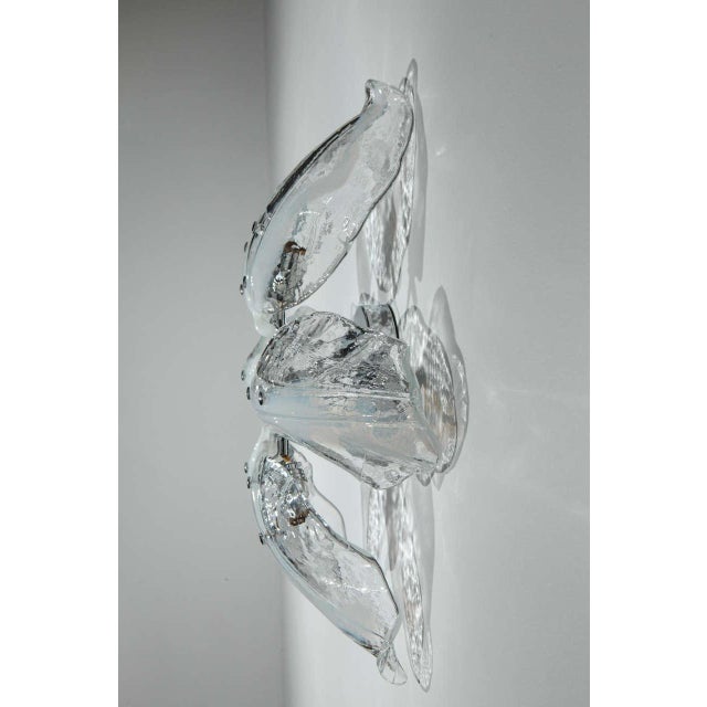 Glass Vintage White & Clear Murano Flush Mount or Wall Sconce For Sale - Image 7 of 10