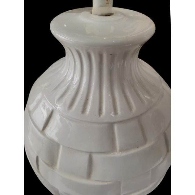 Ceramic Vintage Large Ceramic Lattice Work Porcelain Regency Table Lamps - a Pair For Sale - Image 7 of 7
