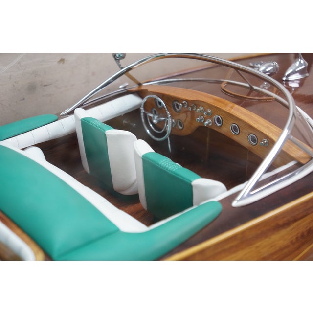 Late 20th Century Vintage Riva Aquarama Hardwood Runabout Speed Boat Model Display Case 40" For Sale - Image 5 of 15