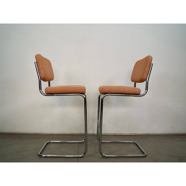 Mid-Century Modern Cesca Chrome Bar Stools by Chomcraft - A Pair For Sale In Los Angeles - Image 6 of 12