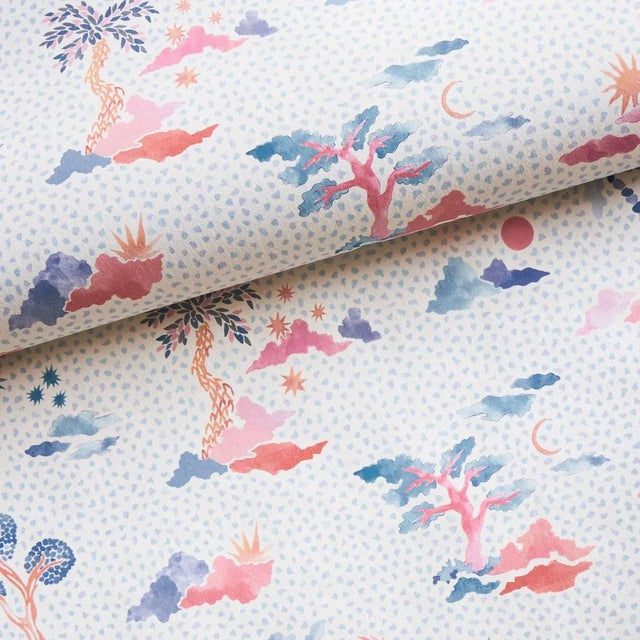 Happy Menocal Sample - Schumacher x Happy Menocal Valetta Wallpaper In Sky & Pink For Sale - Image 4 of 6