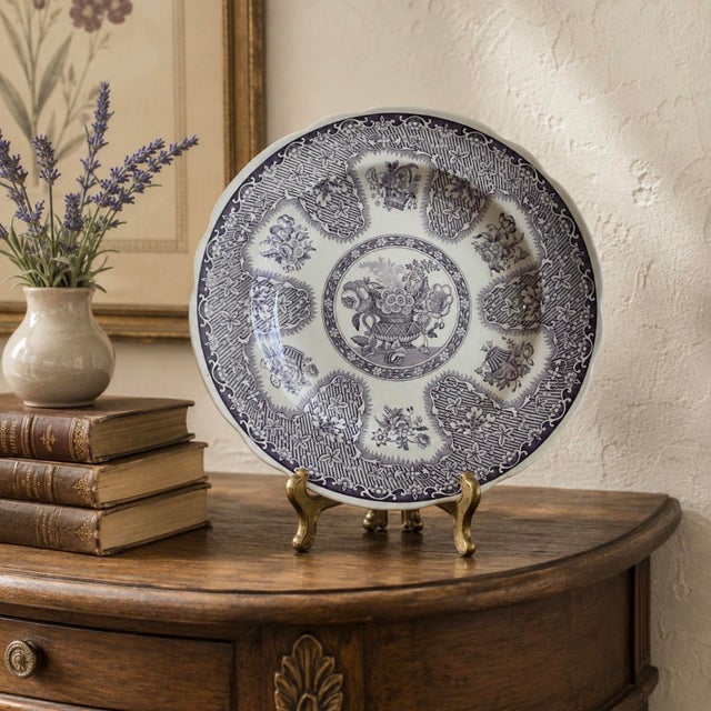 English Vintage 1990s Spode Archive Collection “Filigree” Lavender Transferware Plate 9 1/4in For Sale - Image 3 of 10