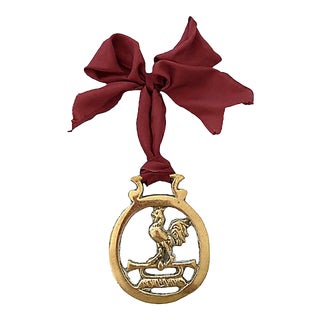 19th-C. English Horse Brass Rooster Ornament For Sale
