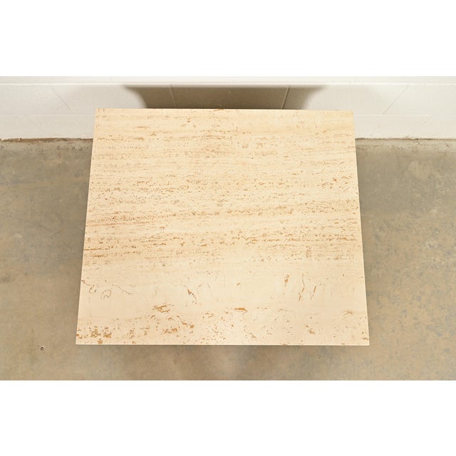 1950s Paul McCobb Connoisseur Collection Mahogany and Travertine Top Cocktail Table, 1950s For Sale - Image 5 of 13