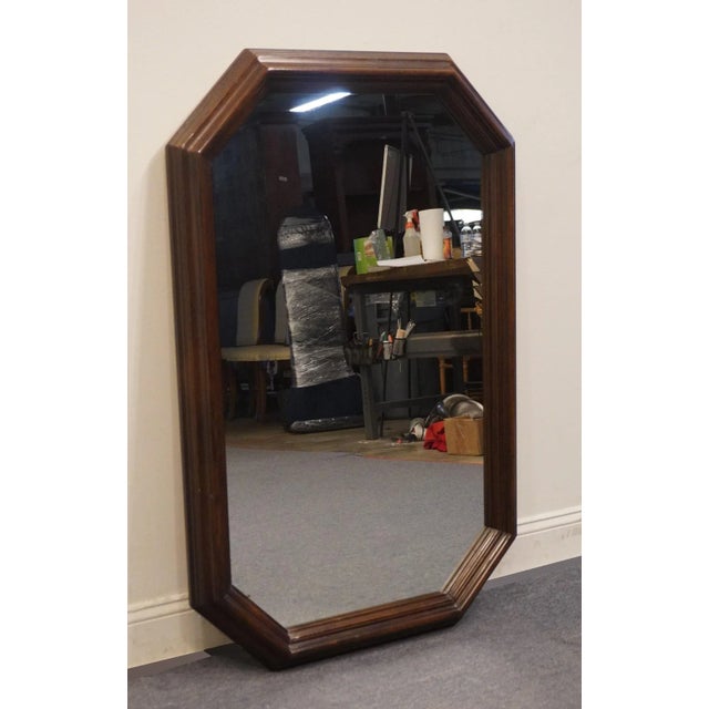 American Henredon Furniture Solid Walnut Rustic European Style 31" Dresser / Wall Mirror 4-8000 For Sale - Image 3 of 6