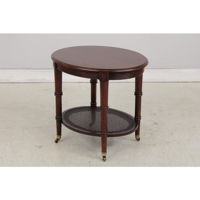 Traditional Ethan Allen Freeport Cane Shelf End Table For Sale - Image 3 of 14