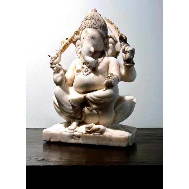 Indian Antique Carved Marble Ganesh Statue For Sale - Image 16 of 16