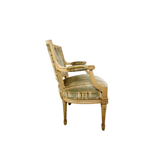 Vintage Neoclassical Striped Seat Armchair For Sale - Image 9 of 15