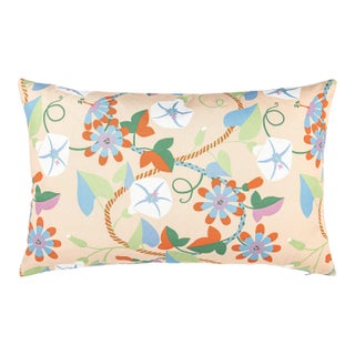 The House Of Scalamandré Morning Glory Lumbar Pillow In Peach For Sale