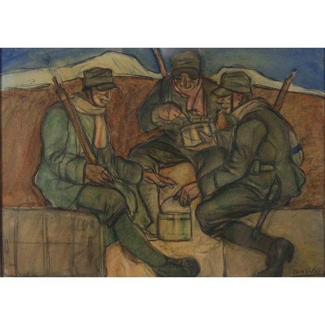 Aroldo Bonzagni, Soldiers, Drawing, Early 20th-Century For Sale - Image 3 of 4