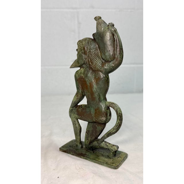 Metal Antique Satyr Greek Mythical Creature Solid Bronze Statue Sculpture Artifact For Sale - Image 7 of 10