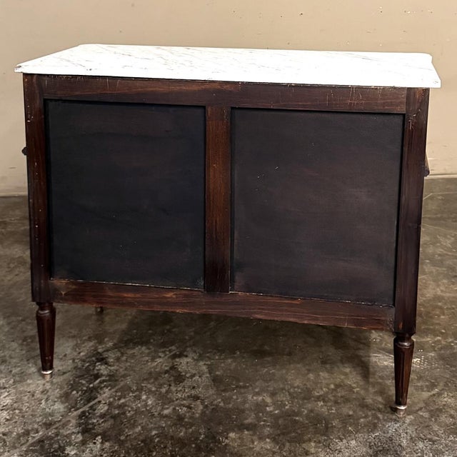 Antique French Louis XVI Mahogany Commode With Carrara Marble For Sale - Image 17 of 17