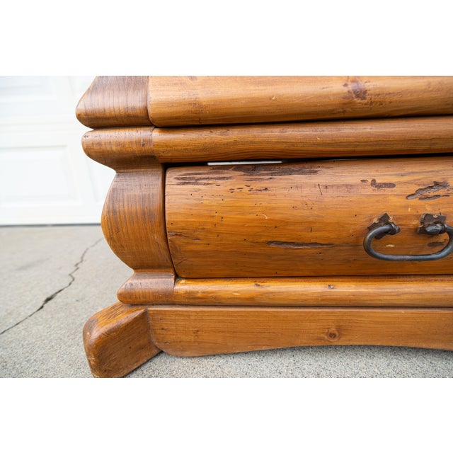 Vintage Rustic Modern Solid Pine Handcrafted Six-Drawer Dresser With Natural Patina For Sale - Image 16 of 18