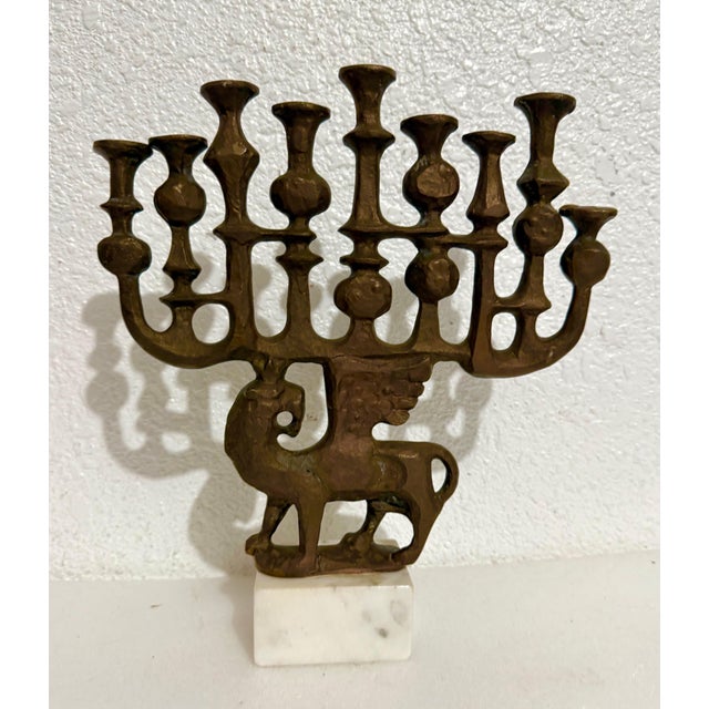 Milton Hebald, Milton Hebald Mid Century Bronze Menorah Sculpture WPA Artist Modernist Judaica, 1969 For Sale - Image 15 of 15