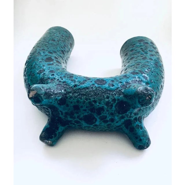 Brutalist Art Pottery Studio Fat Lava Horn Spout Vase, Belgium, 1960s For Sale - Image 11 of 12