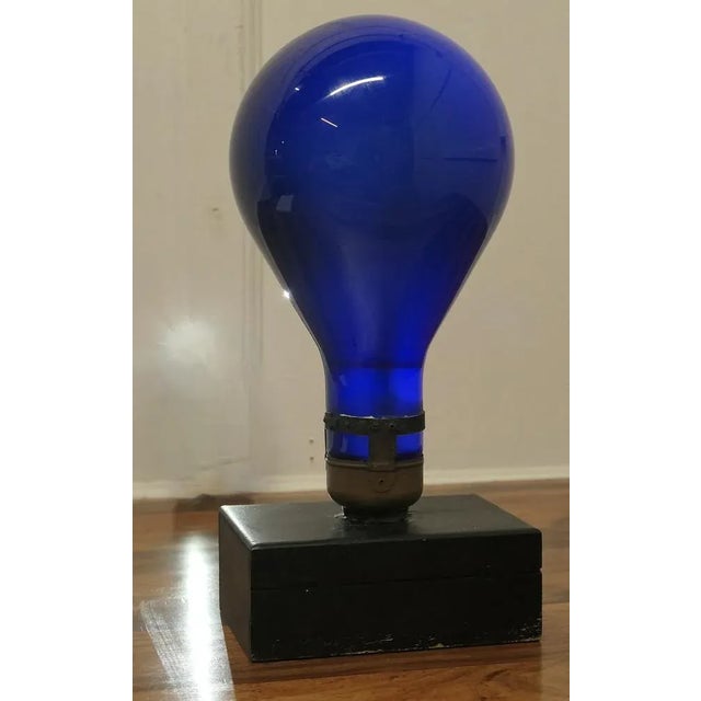 Blue Industrial Sculpture made from an Early American Light Bulb, 1920s For Sale - Image 8 of 8