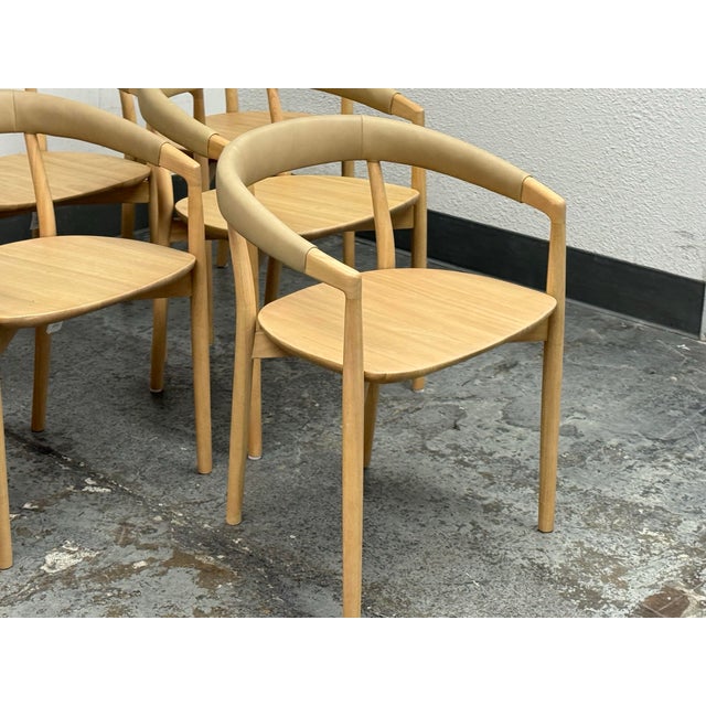 West Elm Irvine Sand Leather Dining Chairs, Set of Six For Sale - Image 10 of 12