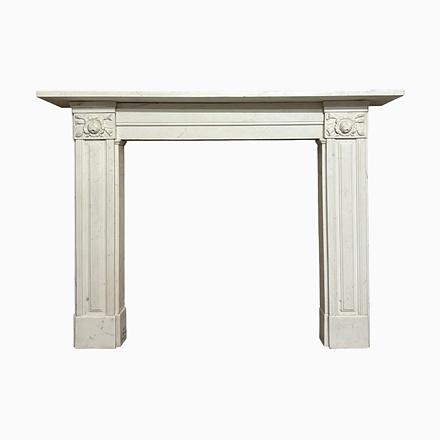 Antique English Regency Statuary Fireplace Mantel in White Marble, 1830 For Sale - Image 10 of 10