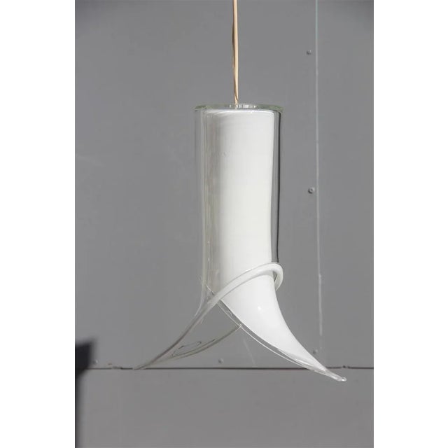 White and Transparent Murano Glass Ceiling Lamps from Mazzega, 1970s, Set of 2 For Sale - Image 15 of 16