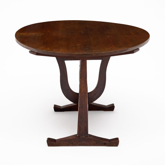 French Fir Vendange Table With Sculptural Lyra Folding Base For Sale - Image 4 of 9