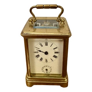 Antique Victorian Miniature Brass Carriage Clock with Alarm, 1890 For Sale