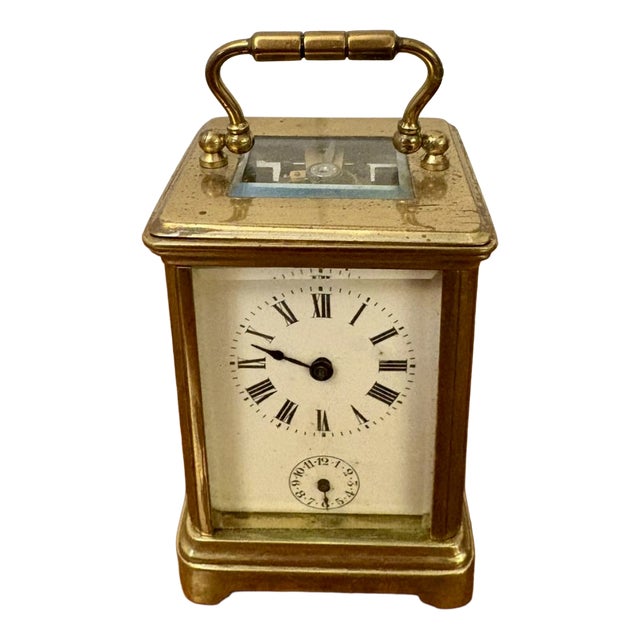 Antique Victorian Miniature Brass Carriage Clock with Alarm, 1890 For Sale