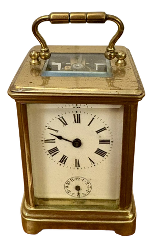 Antique Victorian Miniature Brass Carriage Clock with Alarm, 1890