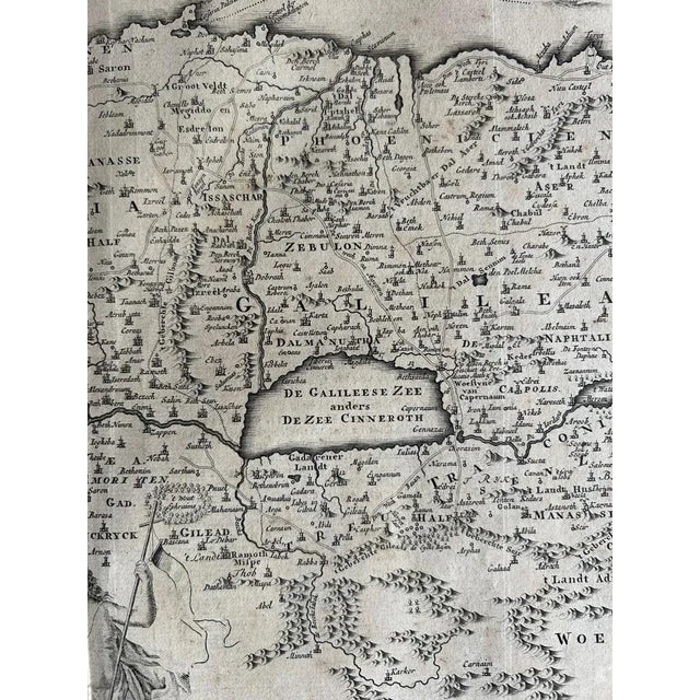 Mid 18th Century Anctique Map of Israel with Biblical Scenes by Jagen, 1748 For Sale - Image 5 of 10