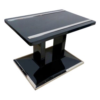 Art Deco Bauhaus Side Table in Black Lacquer & Chrome, Austria, 1920s For Sale