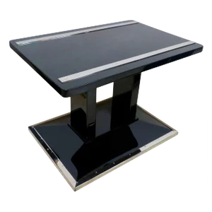 Art Deco Bauhaus Side Table in Black Lacquer & Chrome, Austria, 1920s