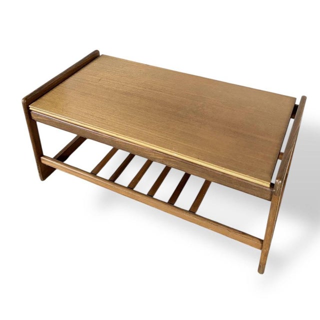 1960s Mid-Century Teak Floating Top Coffee Table with Slatted Shelf, 1960s For Sale - Image 5 of 9