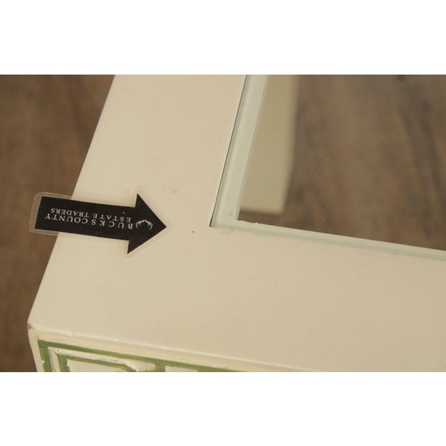 Hollywood Regency Pair Of Lacquered Greek Key Glass Top End Tables For Sale In Philadelphia - Image 6 of 18