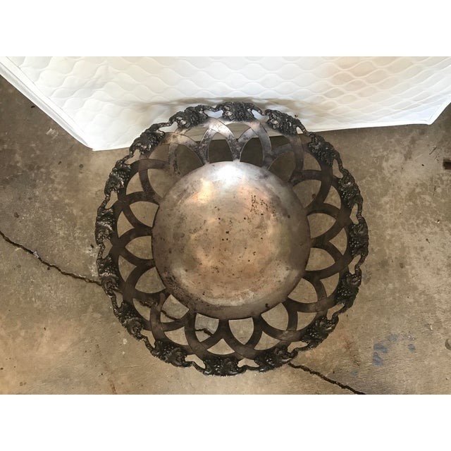Metal Vintage Silverplate Pierced Footed Bowl For Sale - Image 7 of 8