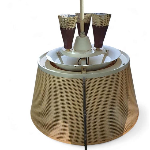 Perforated Steel Hanging Lamp, 1950s For Sale - Image 6 of 6
