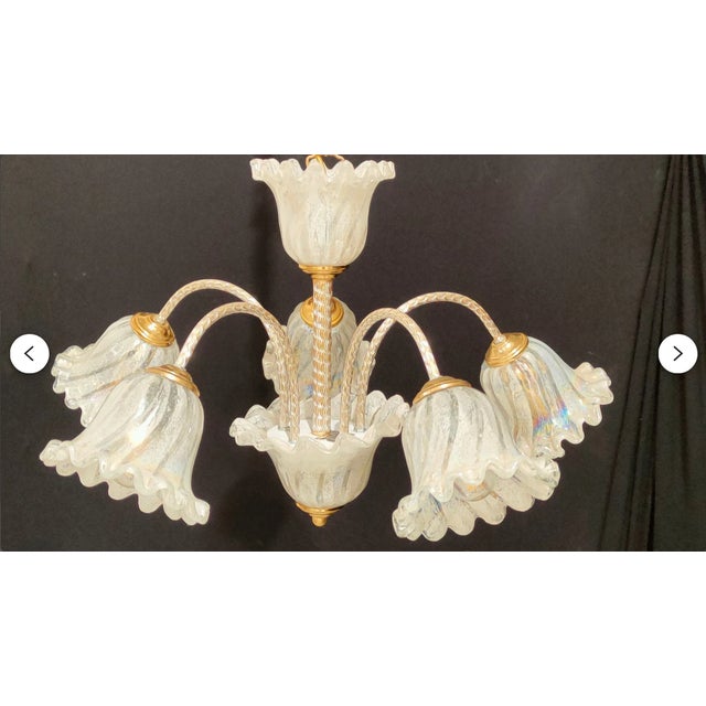 Mid-Century Modern Hollywood Regency Murano Glass Chandelier, 1980s For Sale - Image 3 of 7