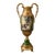 Vintage Neoclassical Green and Gold Figural Pedestal Urn With Ornate Handles For Sale